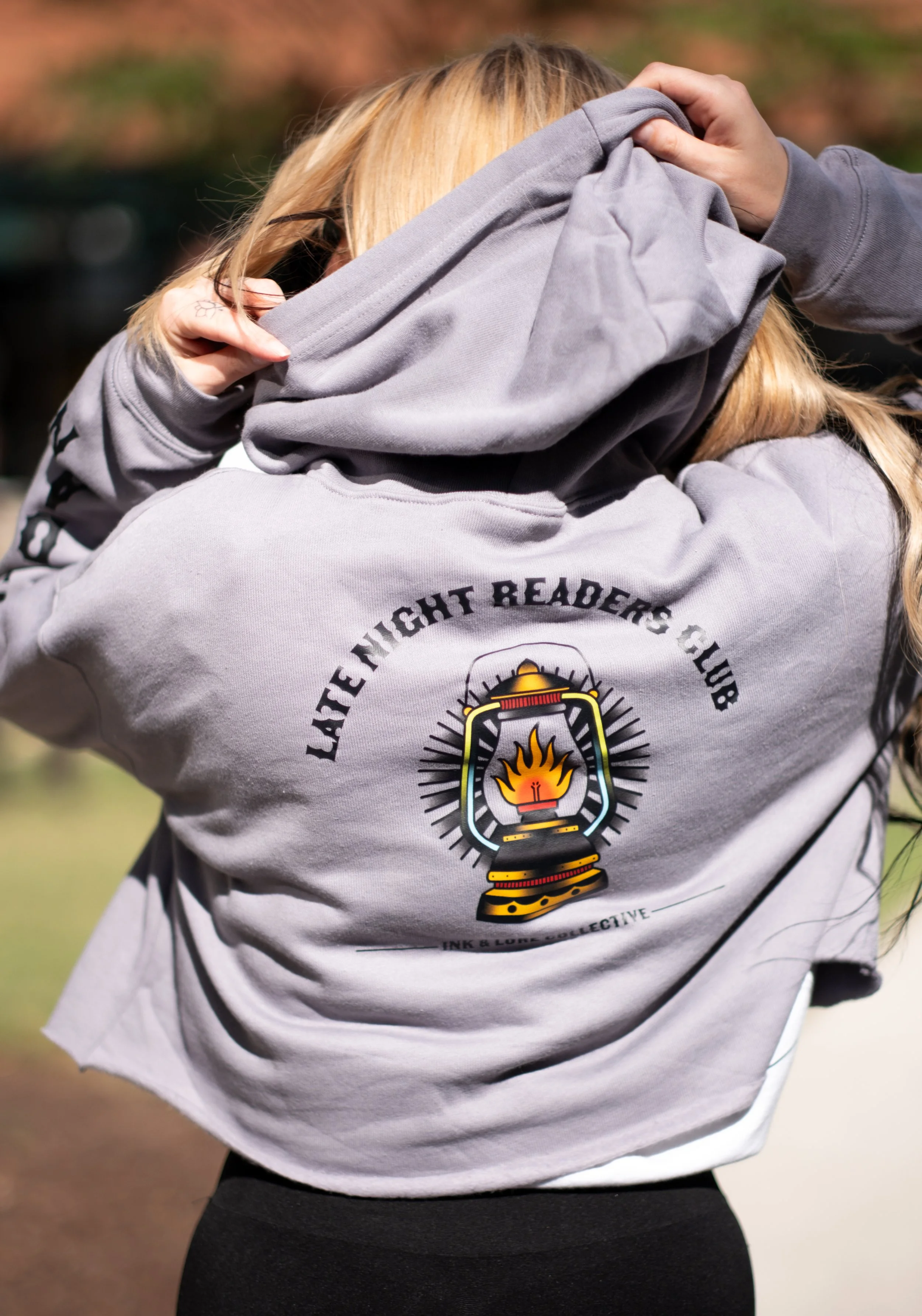 Late Night Readers Club Cropped Hoodie