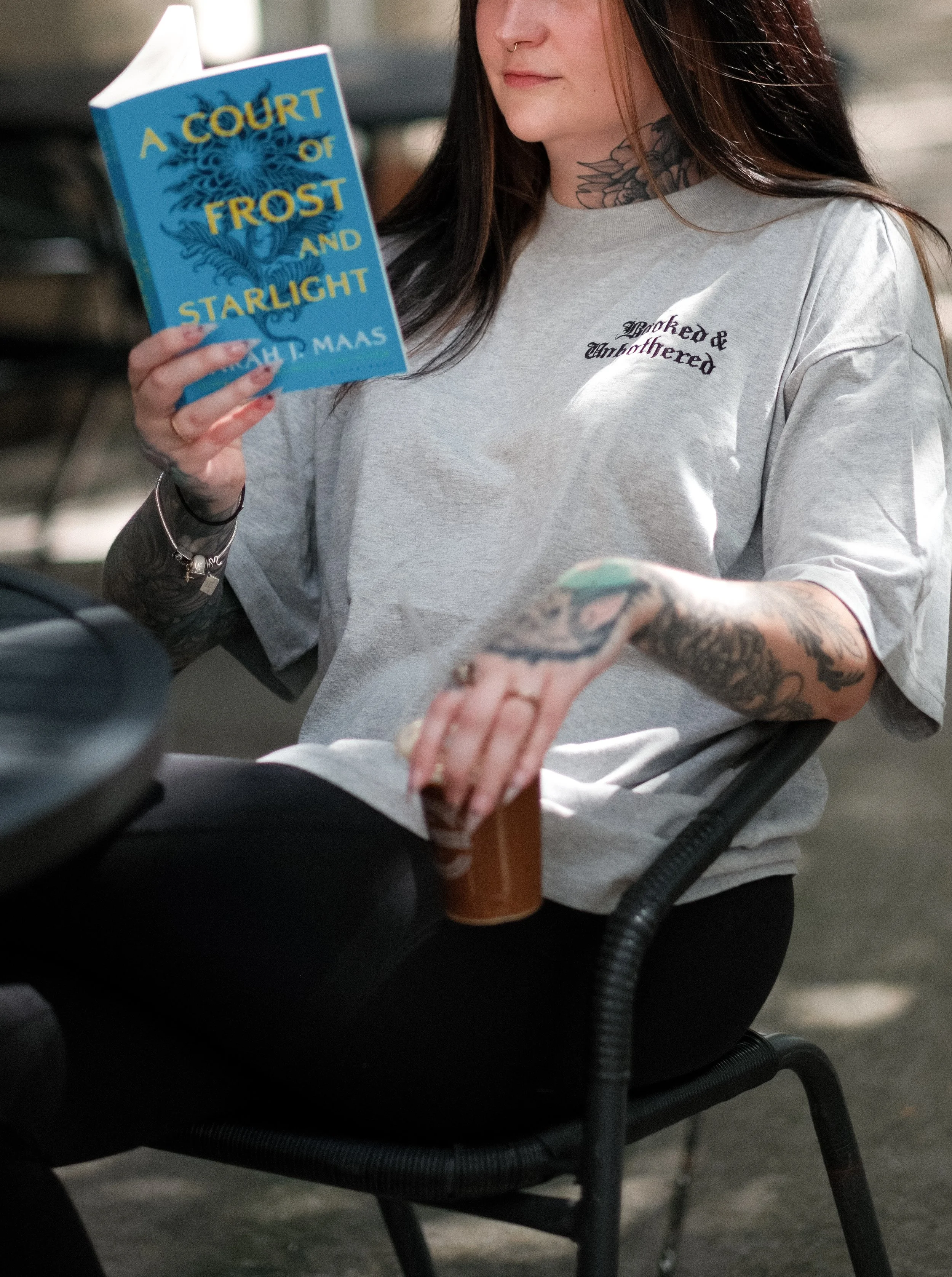 Booked & Unbothered Oversized Embroidered Tee