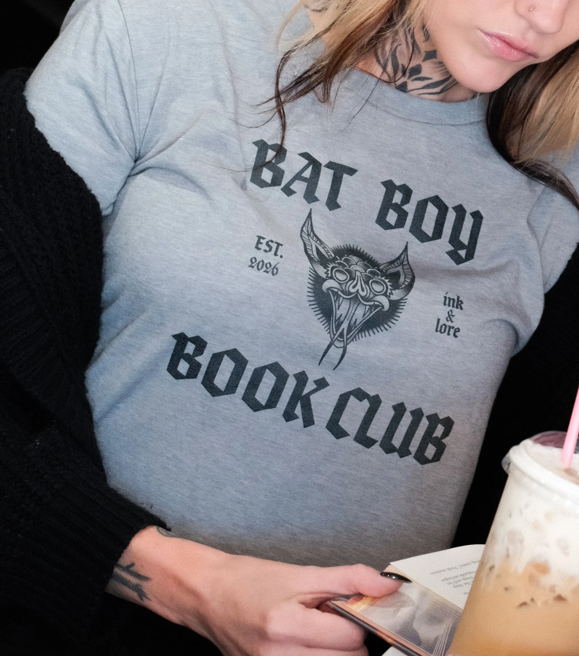 Bat Boy Book Club Crop Tee - Fitted