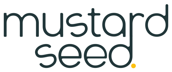 Text reading 'mustard seed' with a small yellow dot.