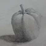 Pencil drawing of a pumpkin on paper