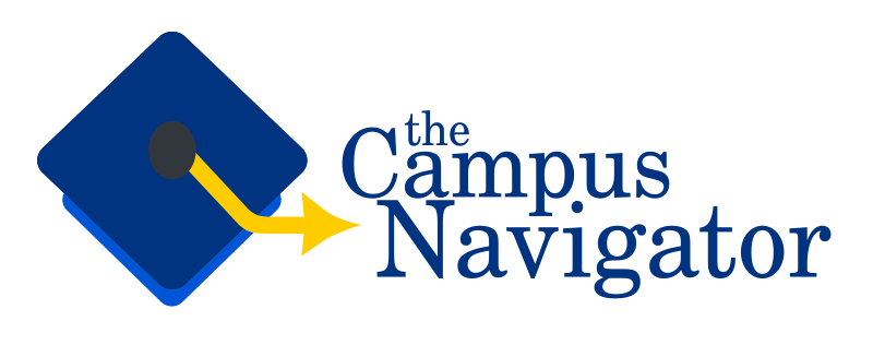 campus navigator logo, a graduation cap with a gold tassel pointing to the campus navigator text