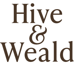 Text reading 'Hive & Weald' on a black background