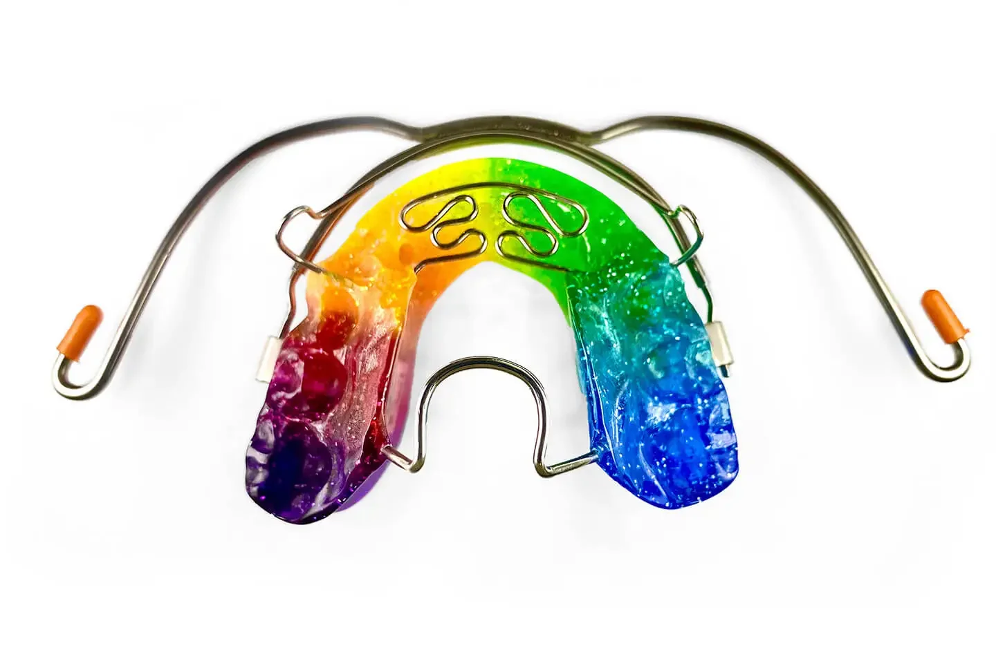Zahnschiene in Regenbogenfarben hintergrund