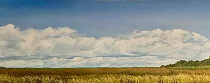 Linda Hartman, Low Lying Clouds · Acrylic on gallery-wrapped canvas, 15 × 36 in. · $1,500