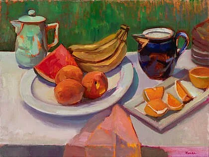 Maryann Lucas, Sun-kissed Breakfast · Oil on canvas, 18 × 24 in. · $3,200