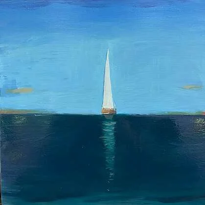 Aurelio Torres, White Sail on Summer Sea III · Oil on canvas, 12 × 12 in. · $2,200