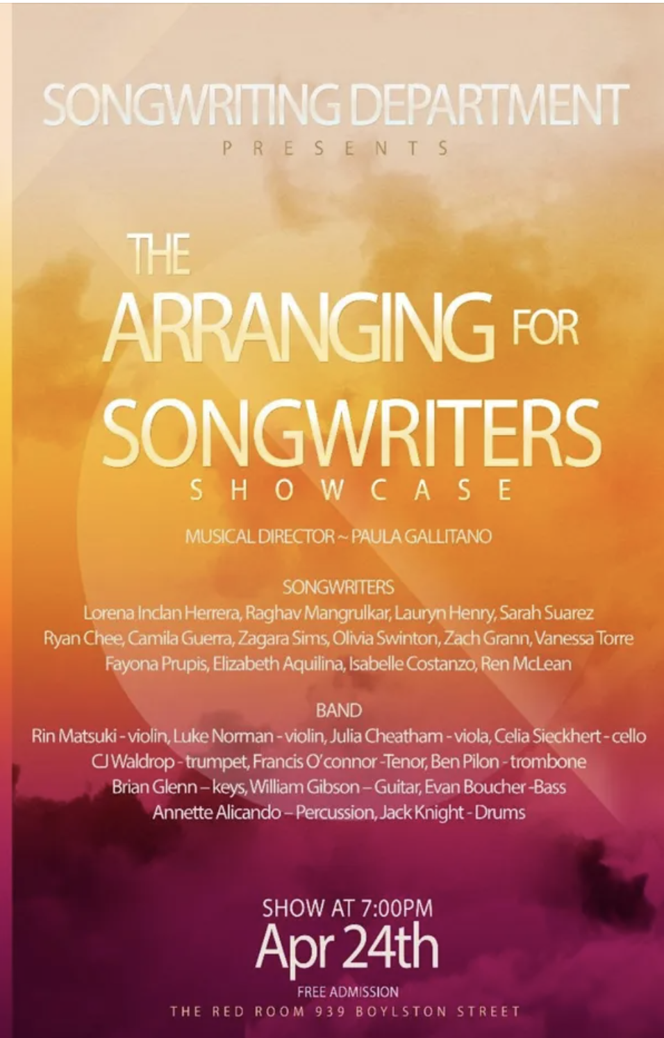 Arranging for Songwriters Showcase