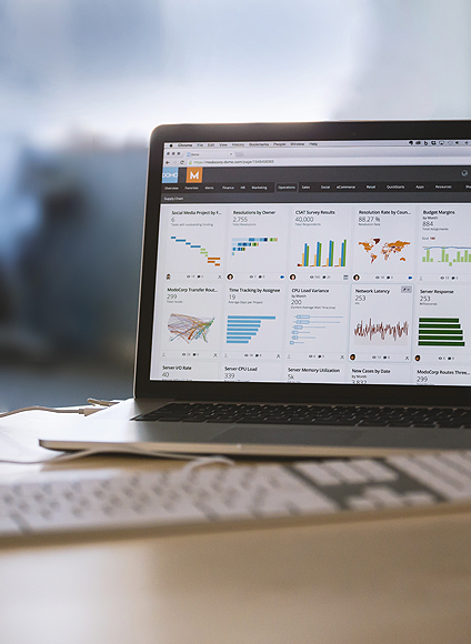 A laptop display analytics reports