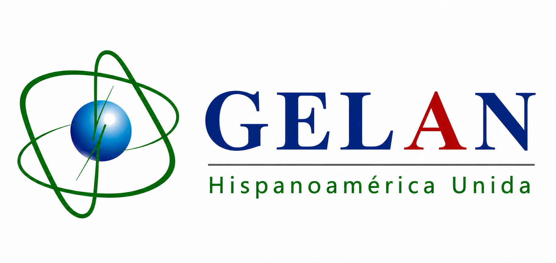 Logo de GELAN con lema Hispanoamérica Unida. Representa la vocación panamericana e hispanoamericana de GELAN.org