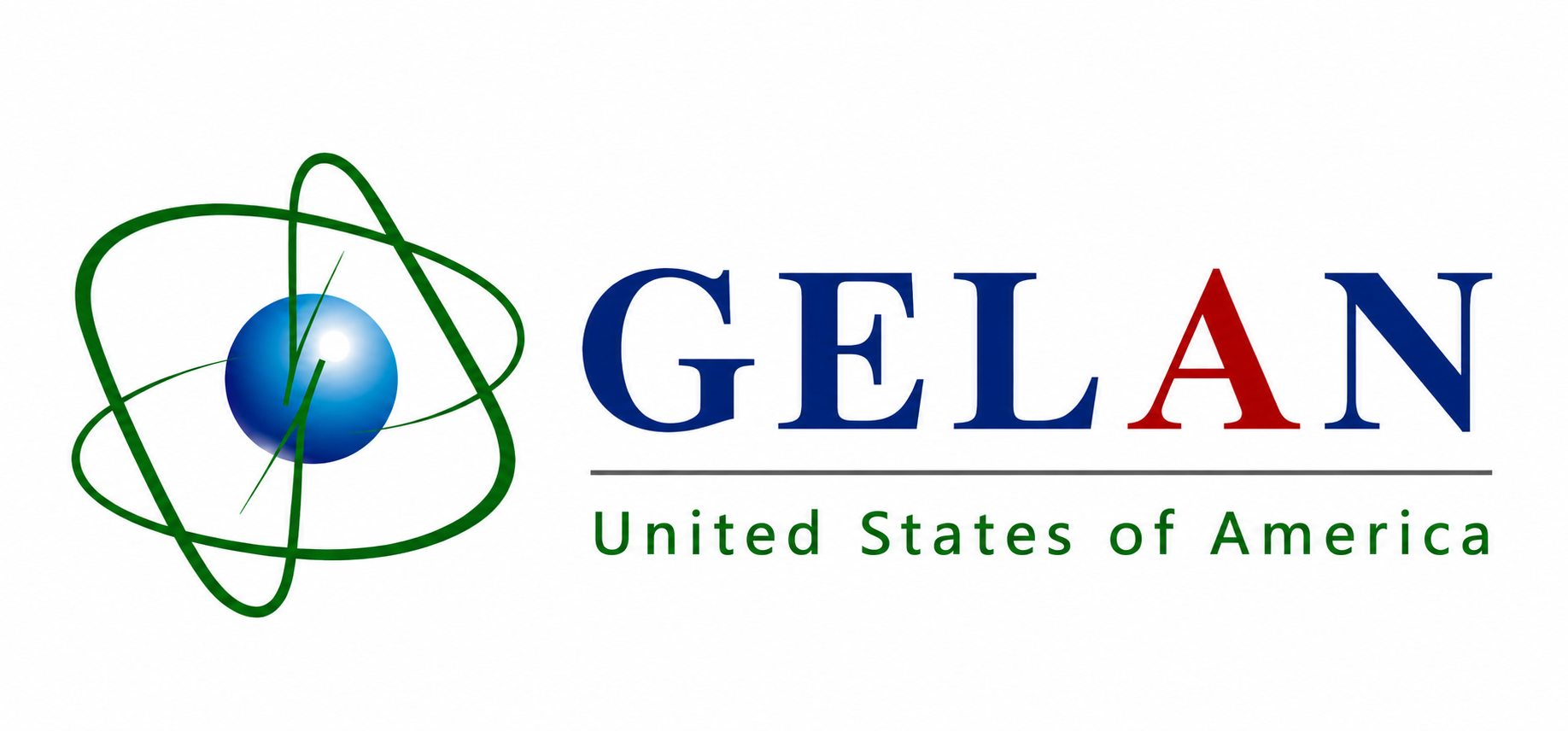 GELAN in the United States logo. It is the GELAN logo intended to introduce USA audiences to GELAN.org programs about American business opportunities and human trascendance in Latin America.
