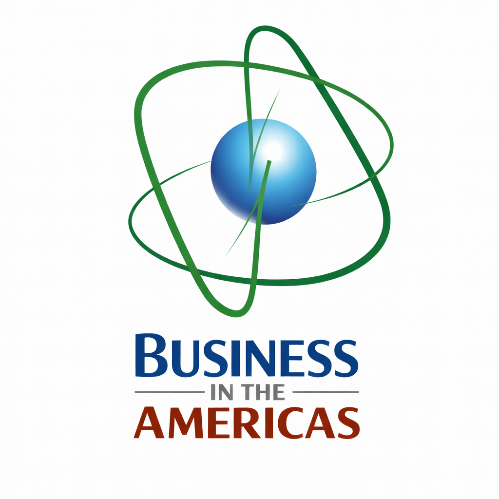 Logo with a blue globe surrounded by green orbit lines and the text 'Business in the Americas' below.
