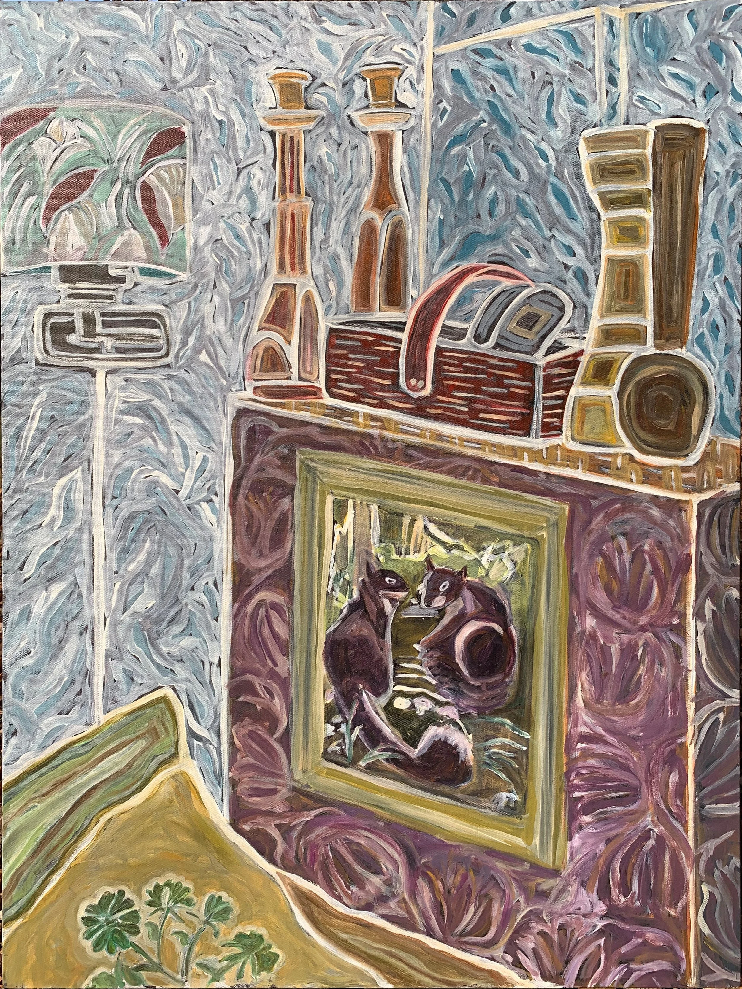 SQUIRRELED AWAY, 40 x 30 inches, acrylic on canvas