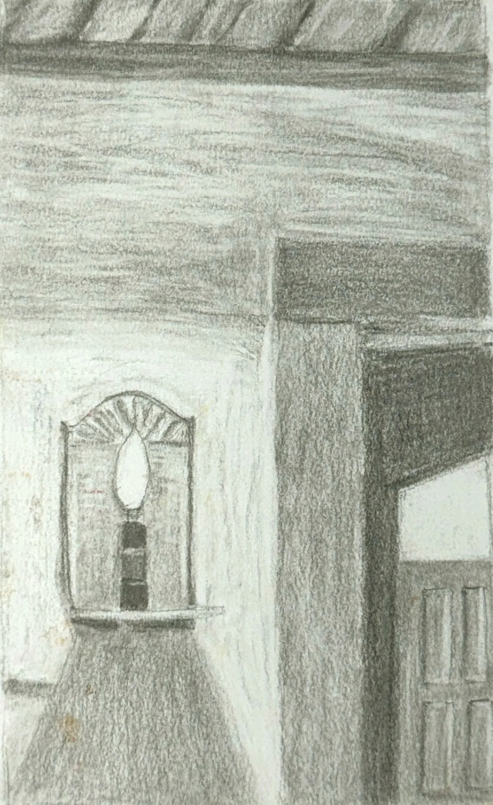 SCONCE IN KEEPING ROOM, 9 x 6 inches, pencil on Fabriano paper