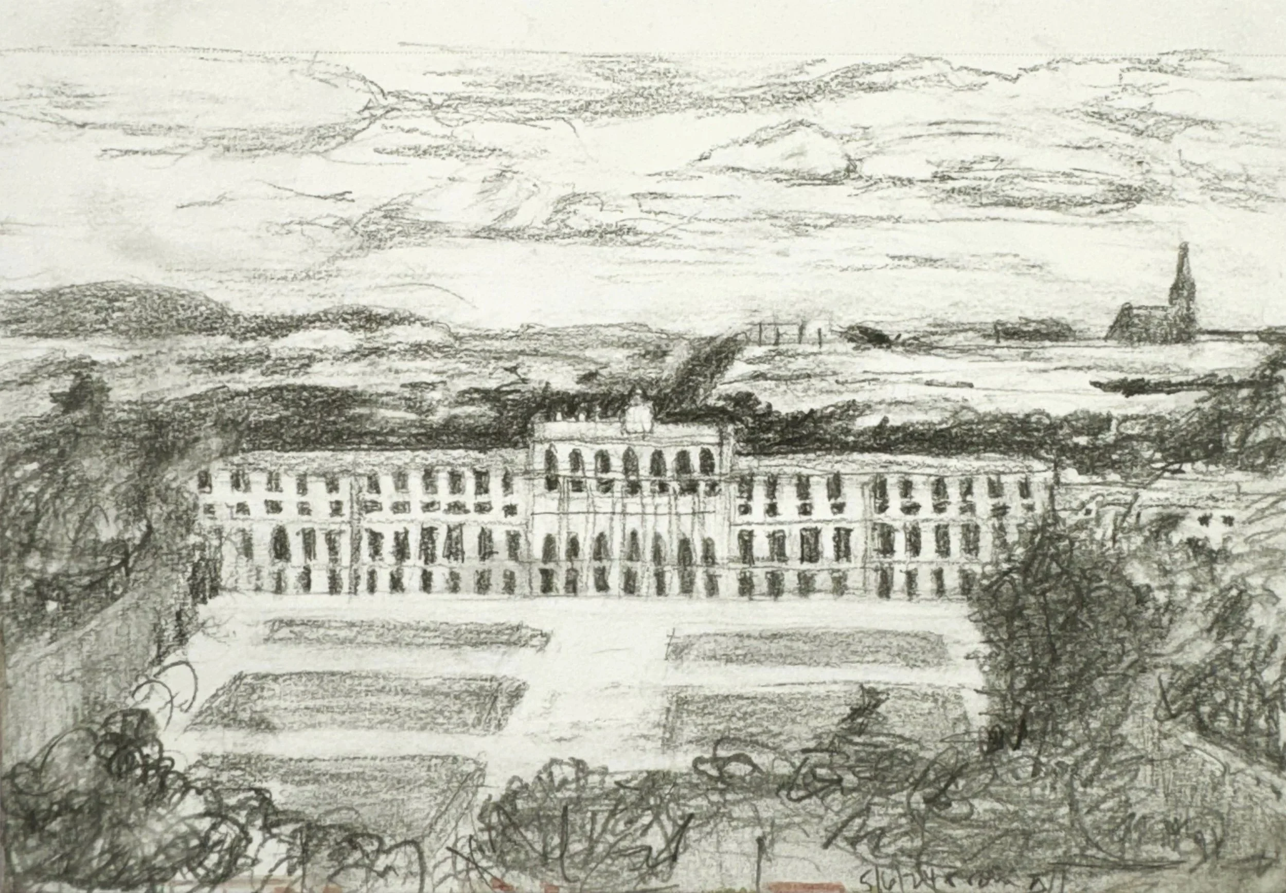 SCHOENBRUNN PALACE, VIENNA, AUSTRIA, 8.5 x 6 inches, pencil on Canson paper