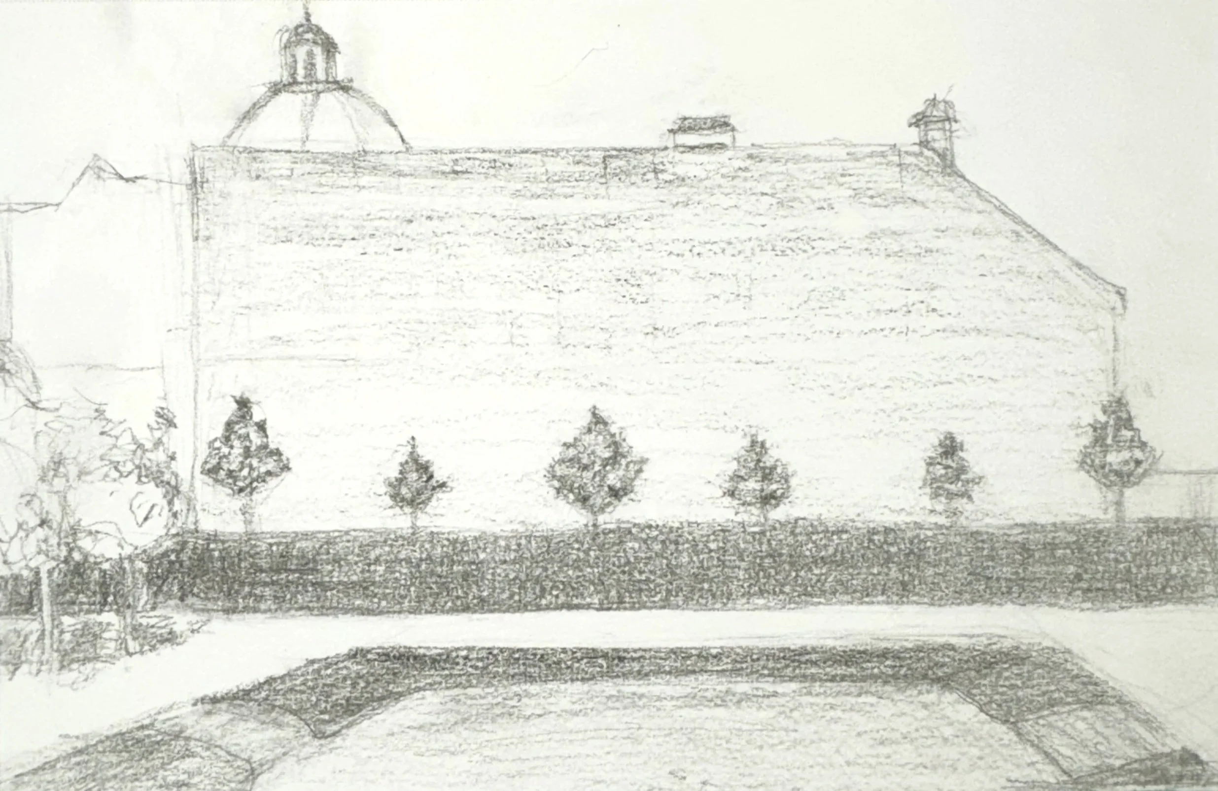 VIENNESE WALL & GARDEN, 8.5 x 6 inches, pencil on Canson paper