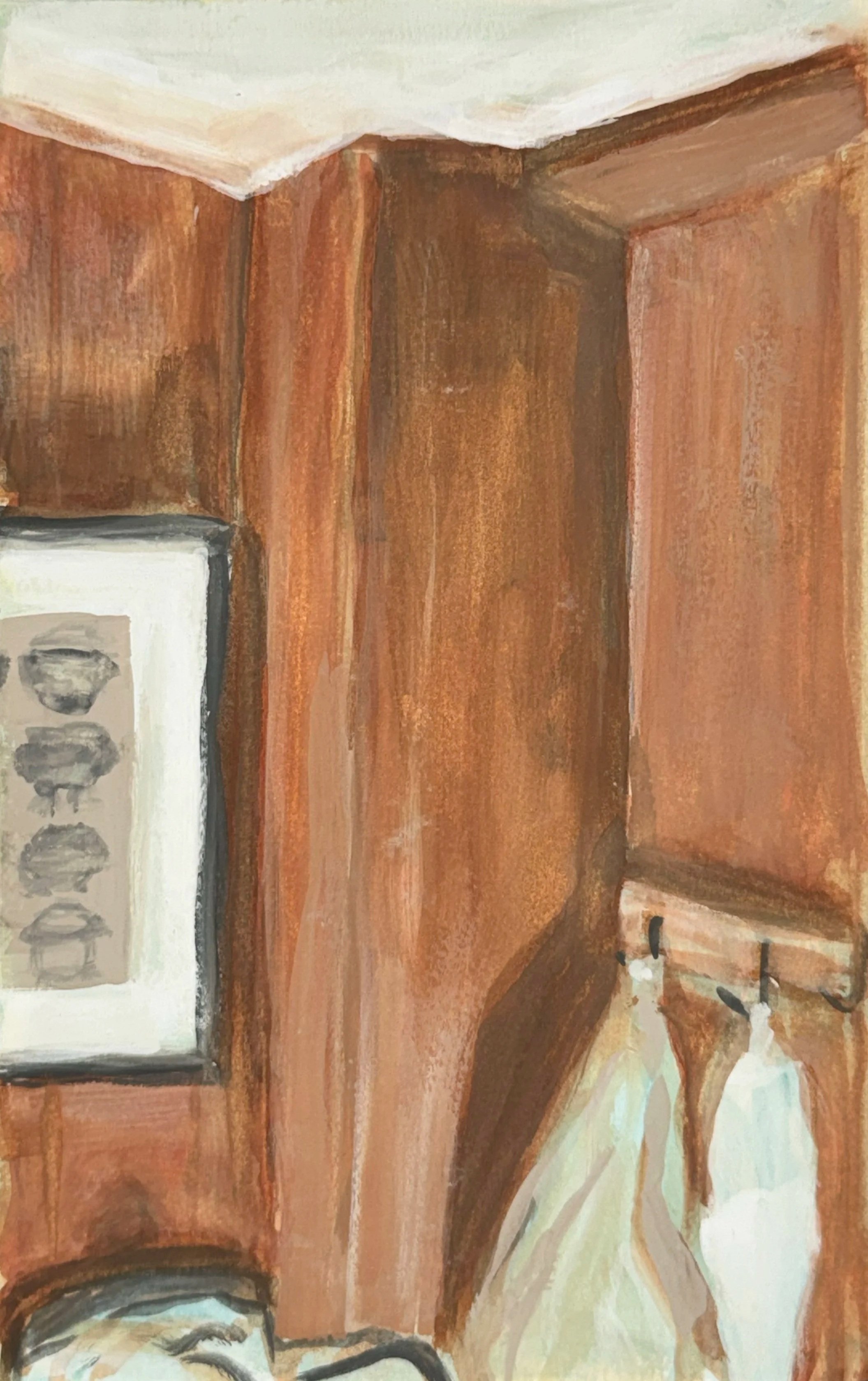 BUTTERY CORNER, 9 x 6 inches, gouache on Fabriano paper