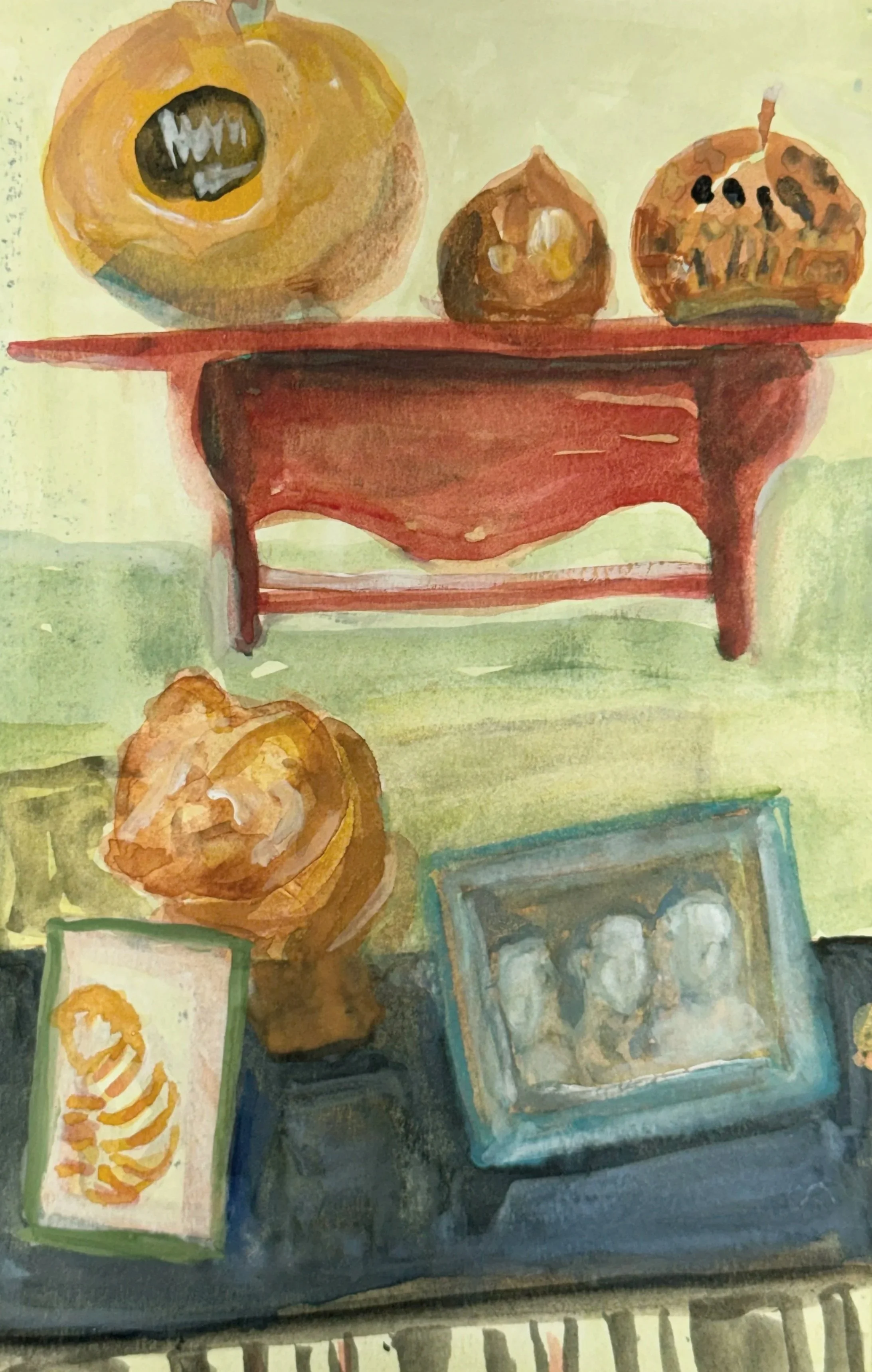 PATSY'S GOURDS, 9 x 6 inches, gouache on Fabriano paper