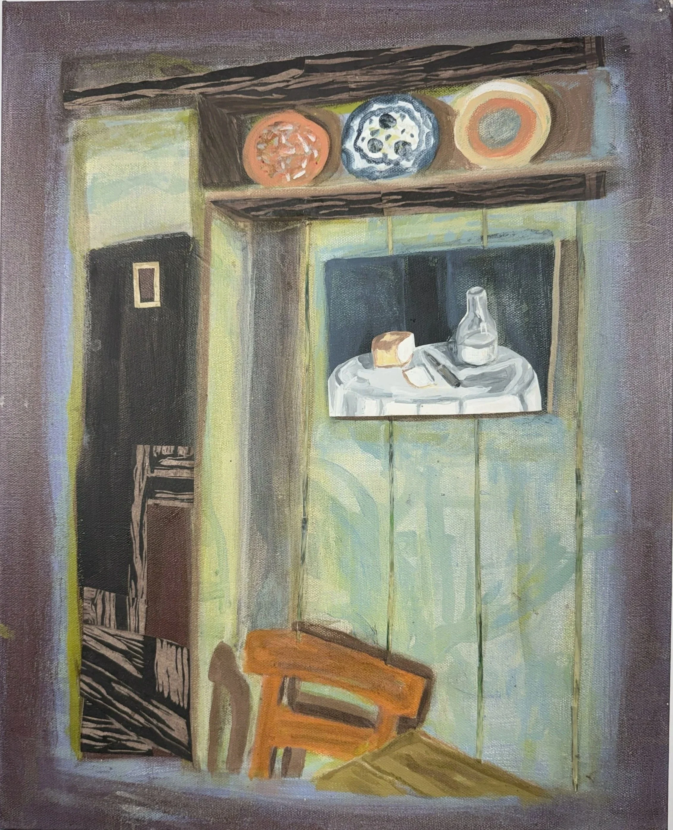 IN THE KITCHEN, 20 x 16 inches, collage & acrylic on canvas