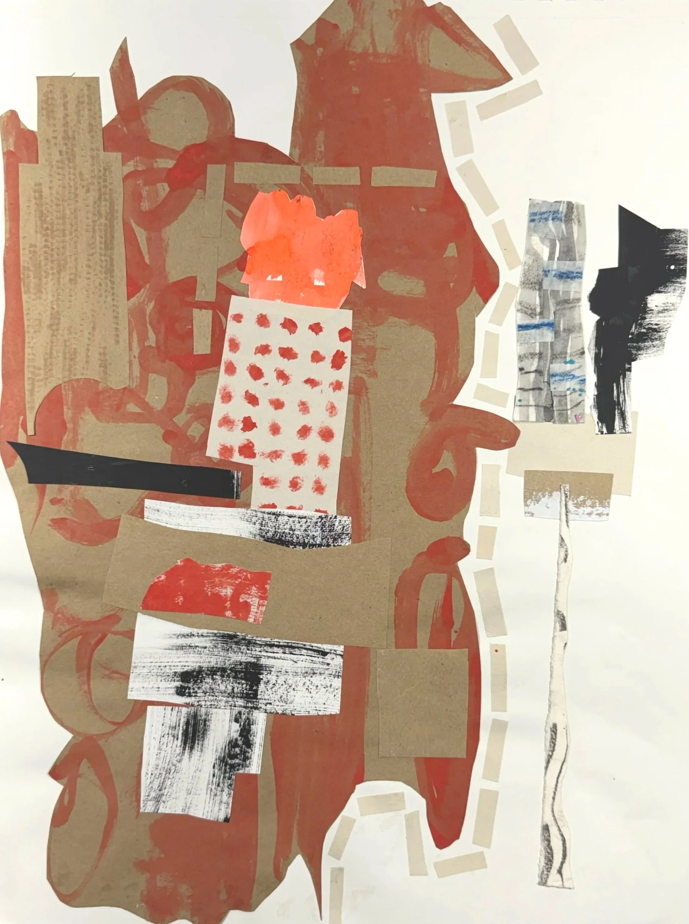 MONSTER & FRIEND, 17 x 13, collage & acrylic on paper