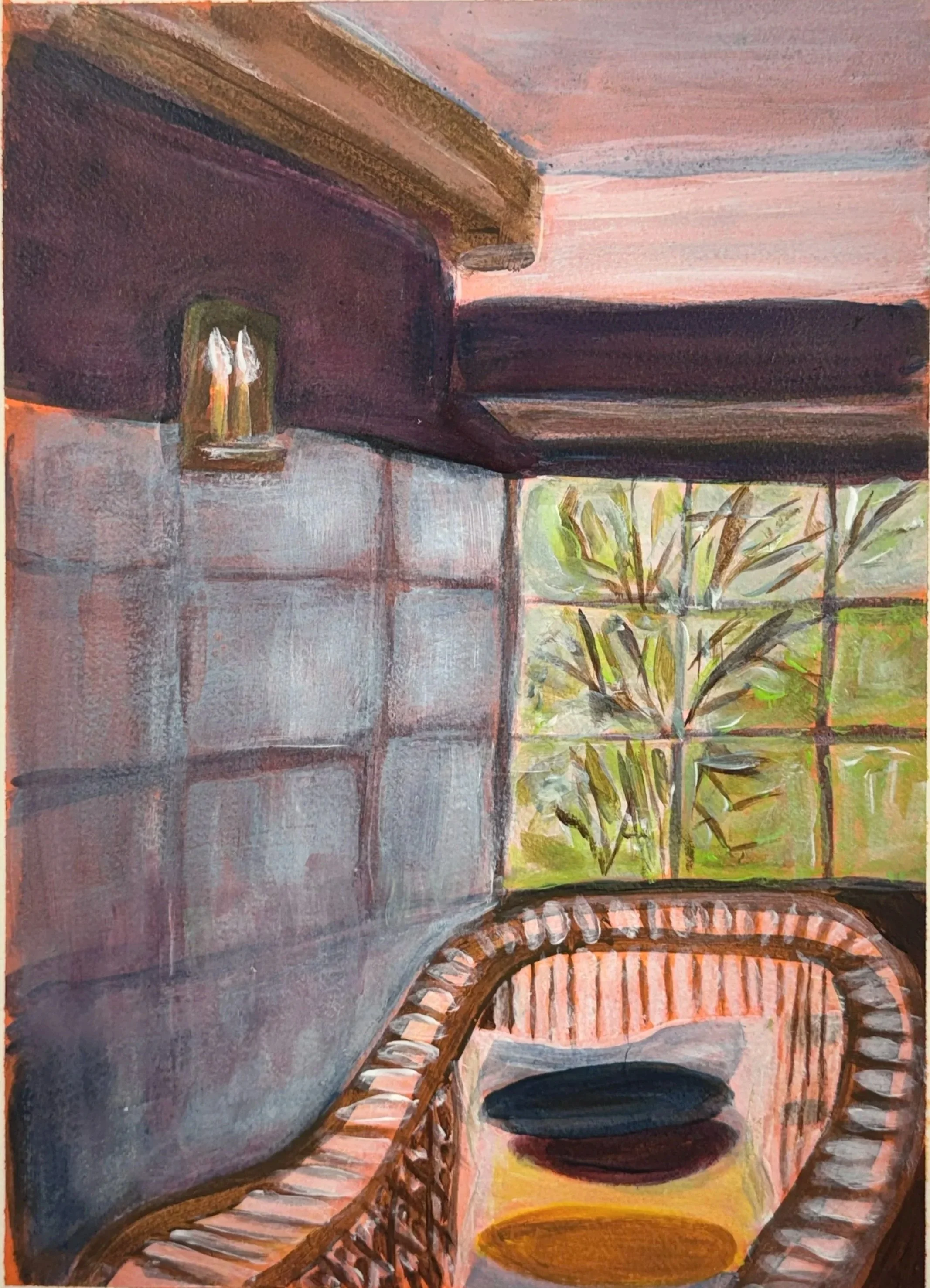 FRONT ROOM VIEW 2, 12.5 x 9, acrylic on Arches paper