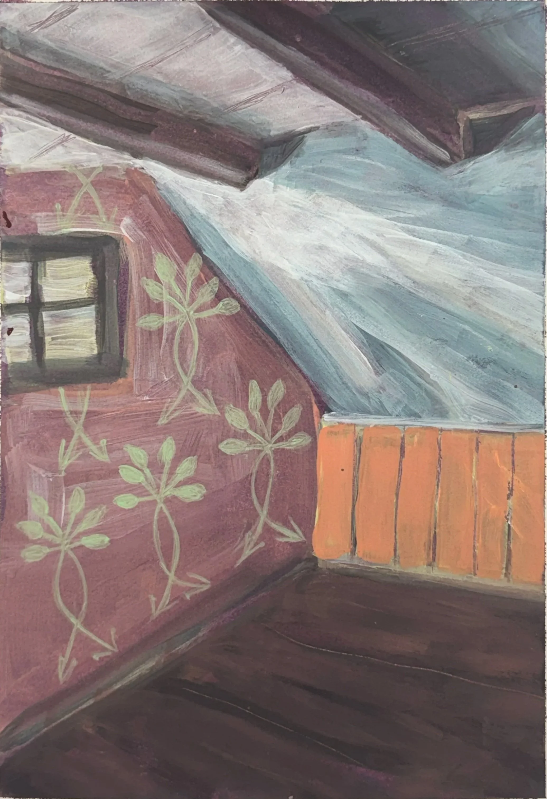 ATTIC IN COLOR, 12.5 x 9, acrylic on Arches paper
