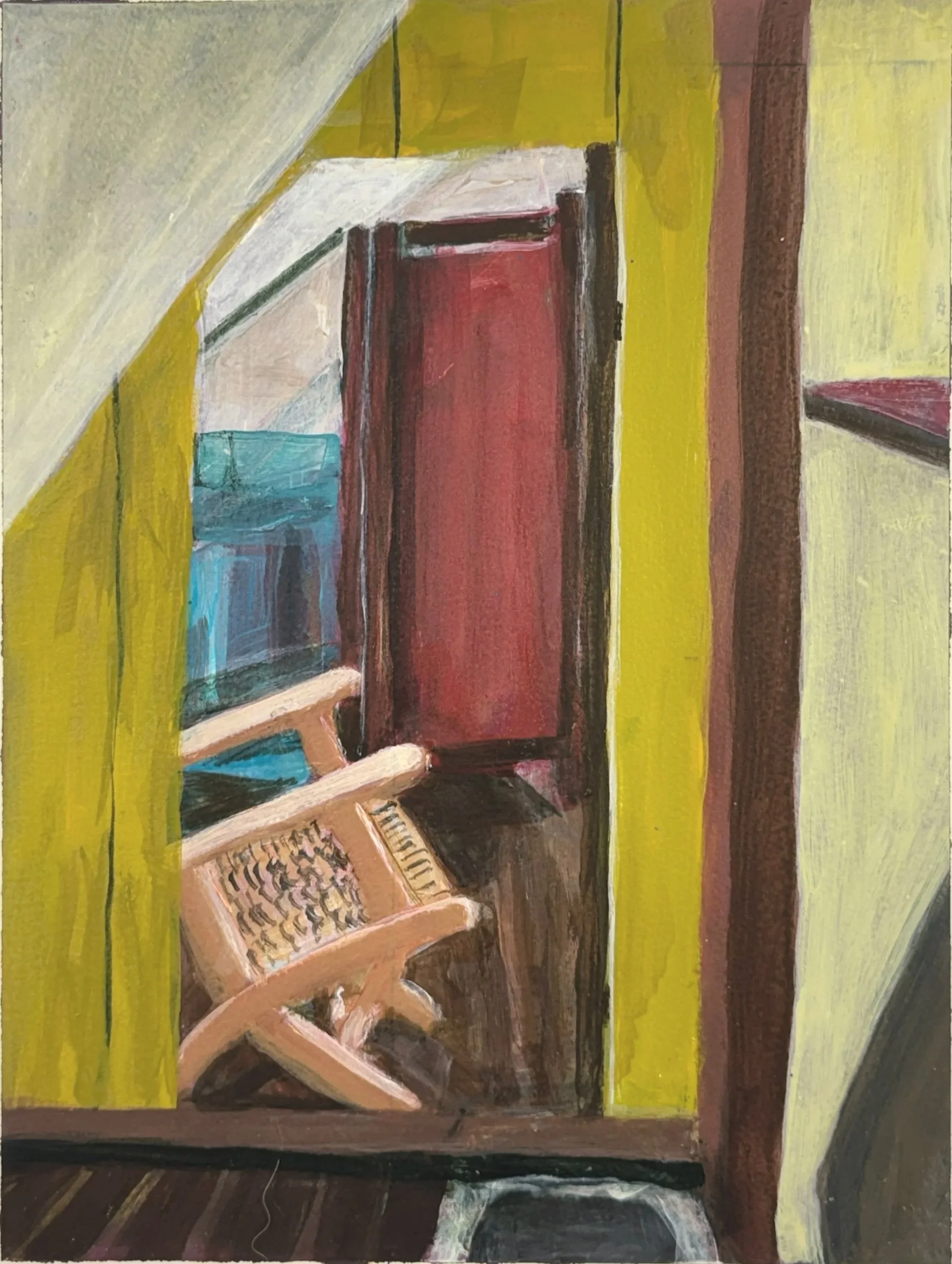 VIEW FROM THE CLOSET, 12 x 9 inches, acrylic on Arches paper