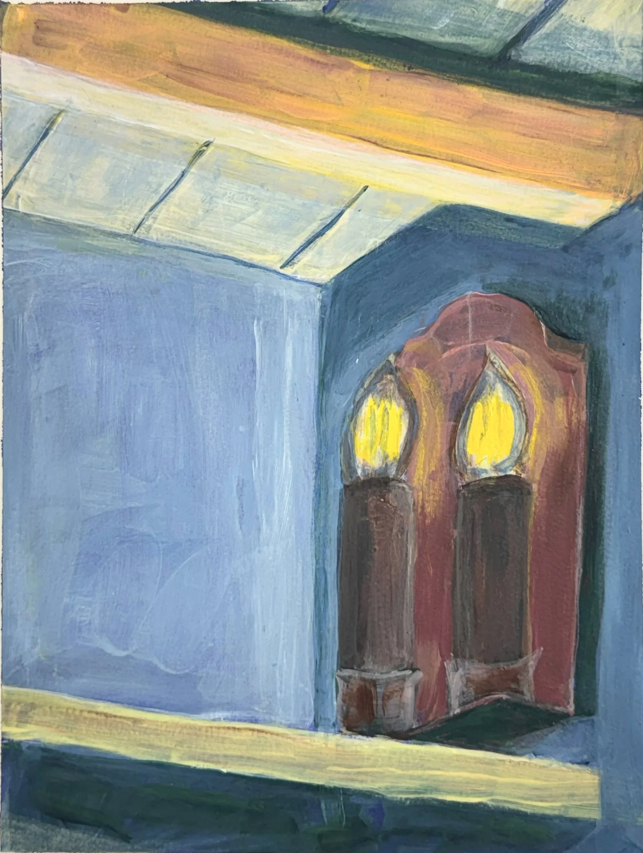 ATTIC SCONCE, 12 x 9, acrylic in Arches paper