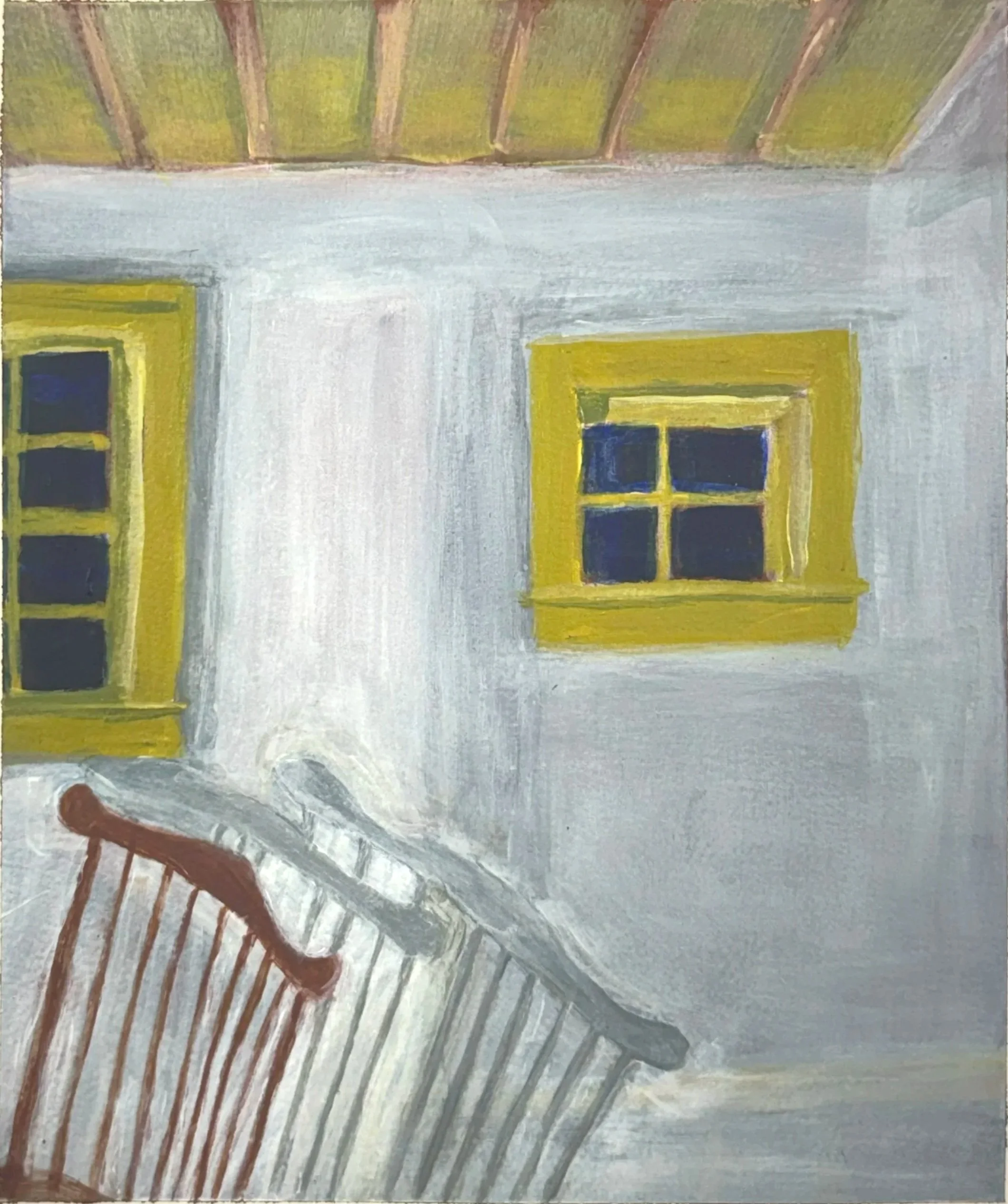 ATTIC CHAIR SHADOWS, 10.5 x 9 inches, acrylic on Arches paper