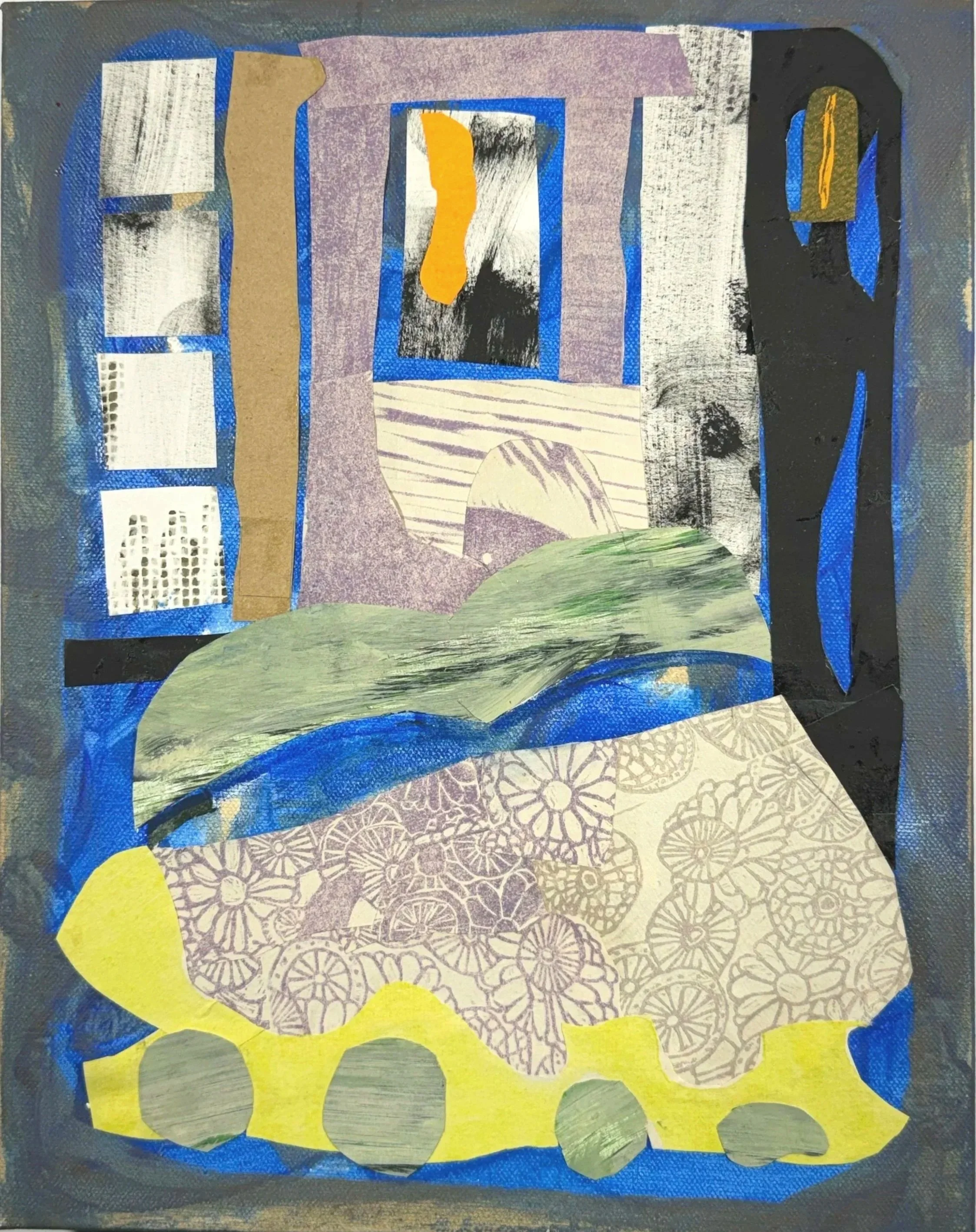 BED, 14 x 11 inches, collage & acrylic on canvas