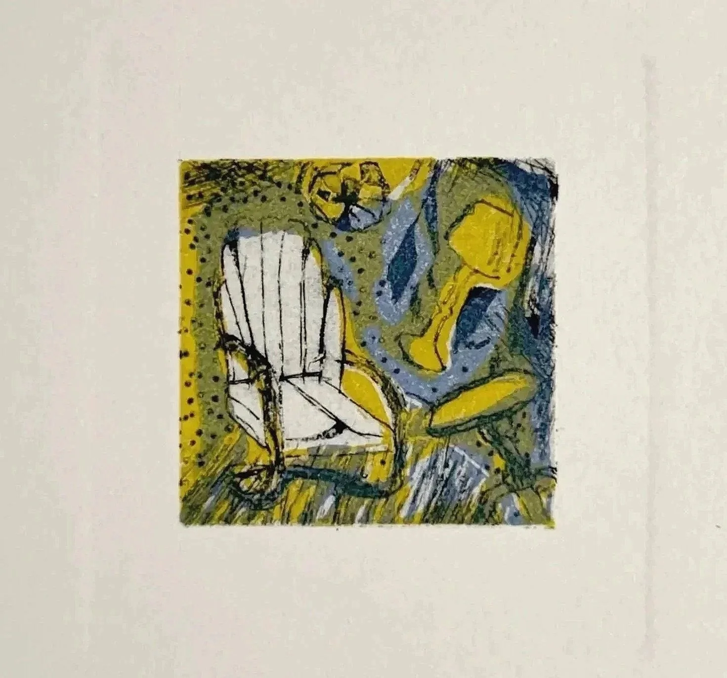 ROOM AKIMBO, 2 x 2 inches, intaglio ink on Tetrapak, printed on Arches paper, 1/1