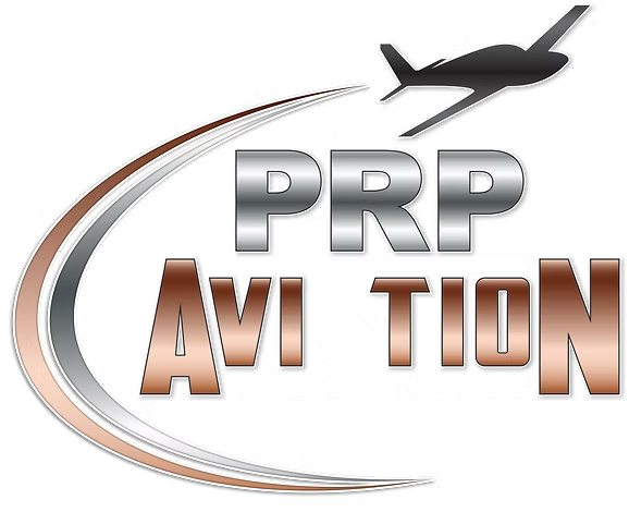 Logo for PRP Aviation featuring an airplane silhouette and stylized text.