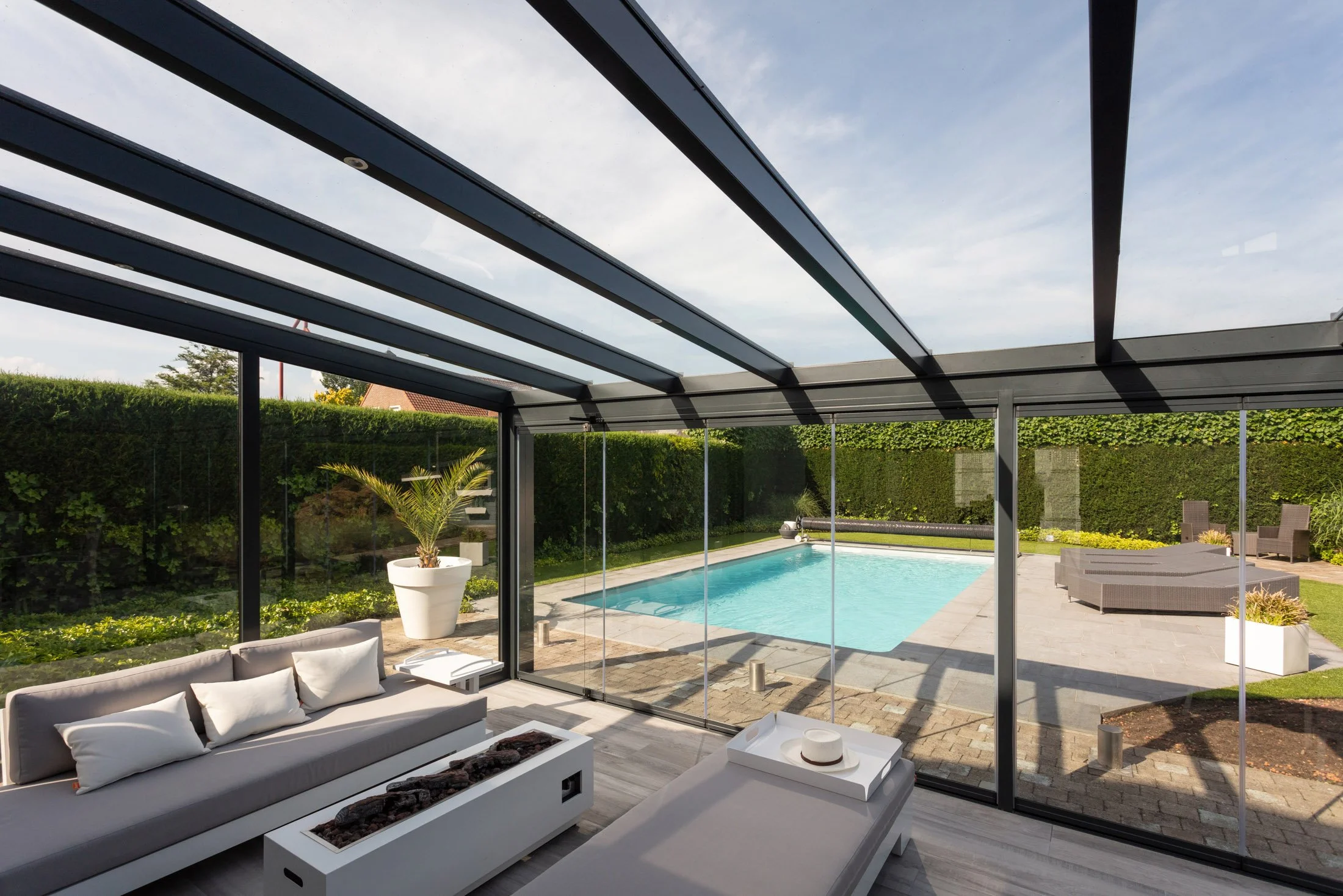 Terrasoverkappingen met glazen dak