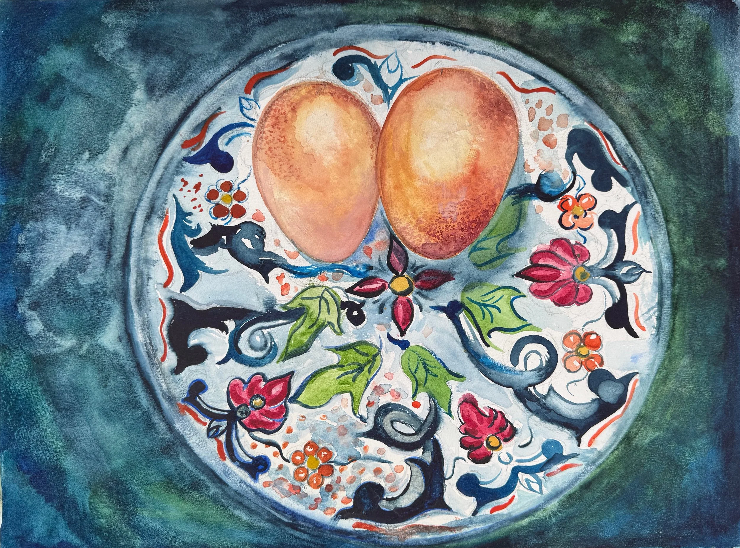 Eggs on Spanish Plate