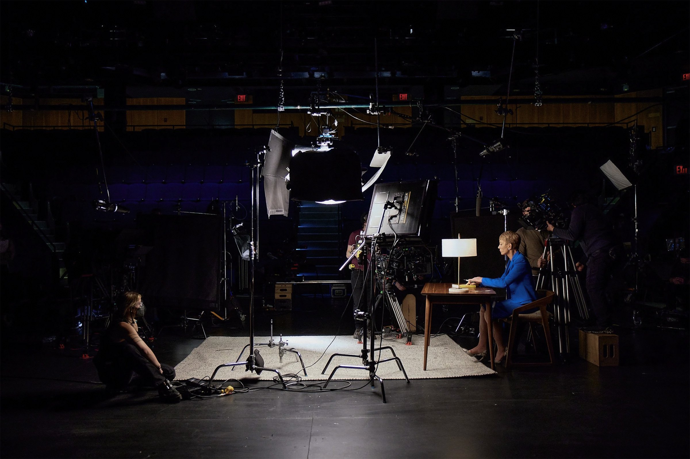 Behind-the-scenes view of The Book Club video set with Barbara Corcoran.