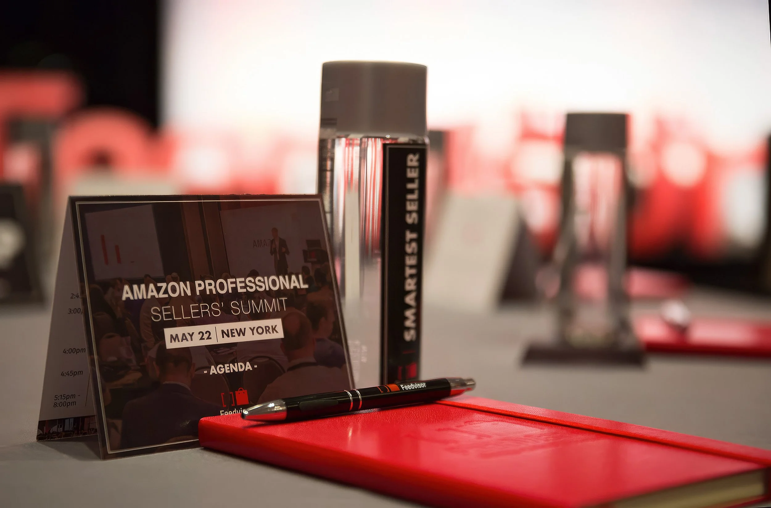 Branded event materials at the Amazon Professional Sellers’ Summit in New York.