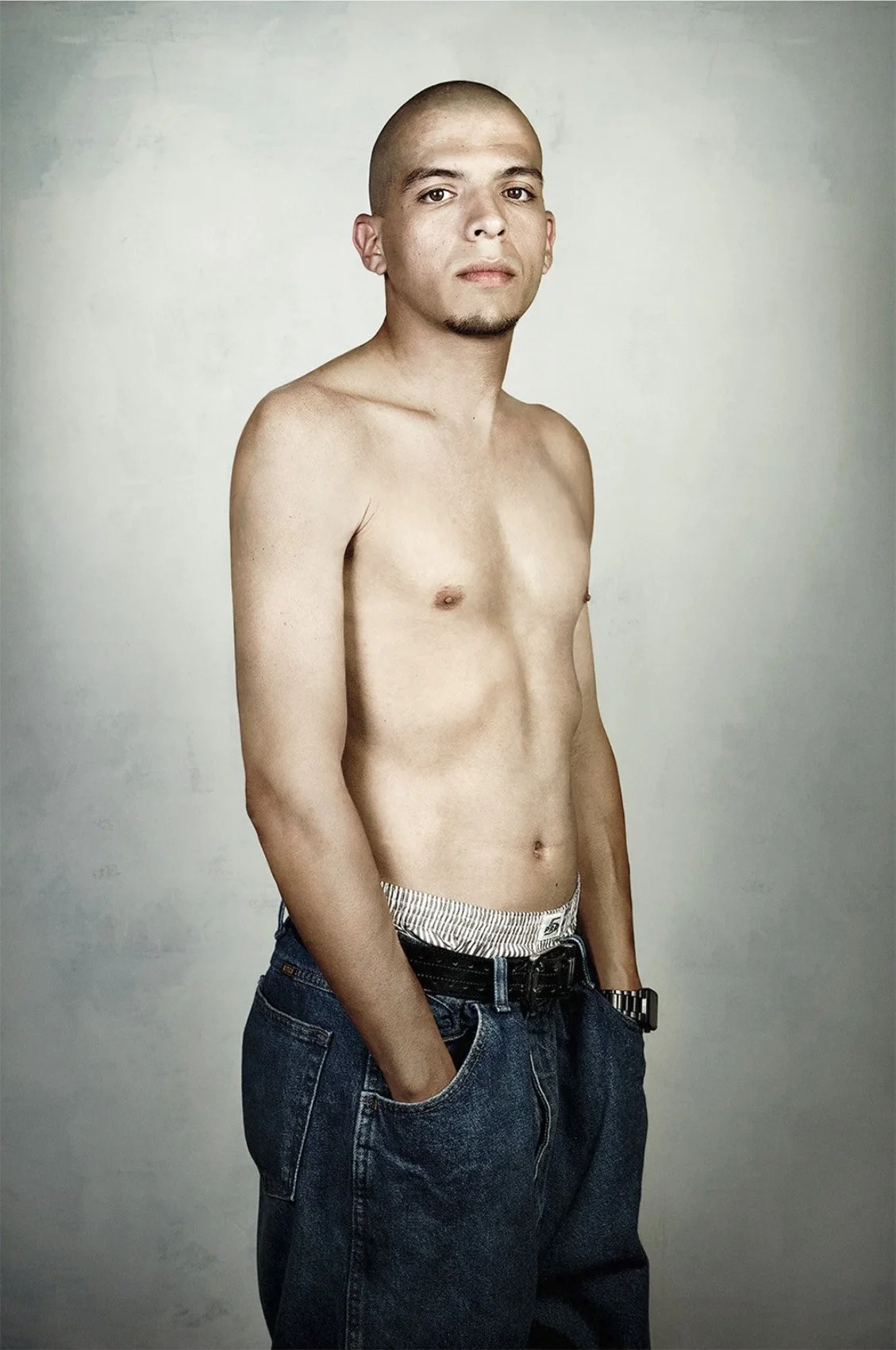 Portrait of Dennis Zamoran with his tattoos digitally removed.