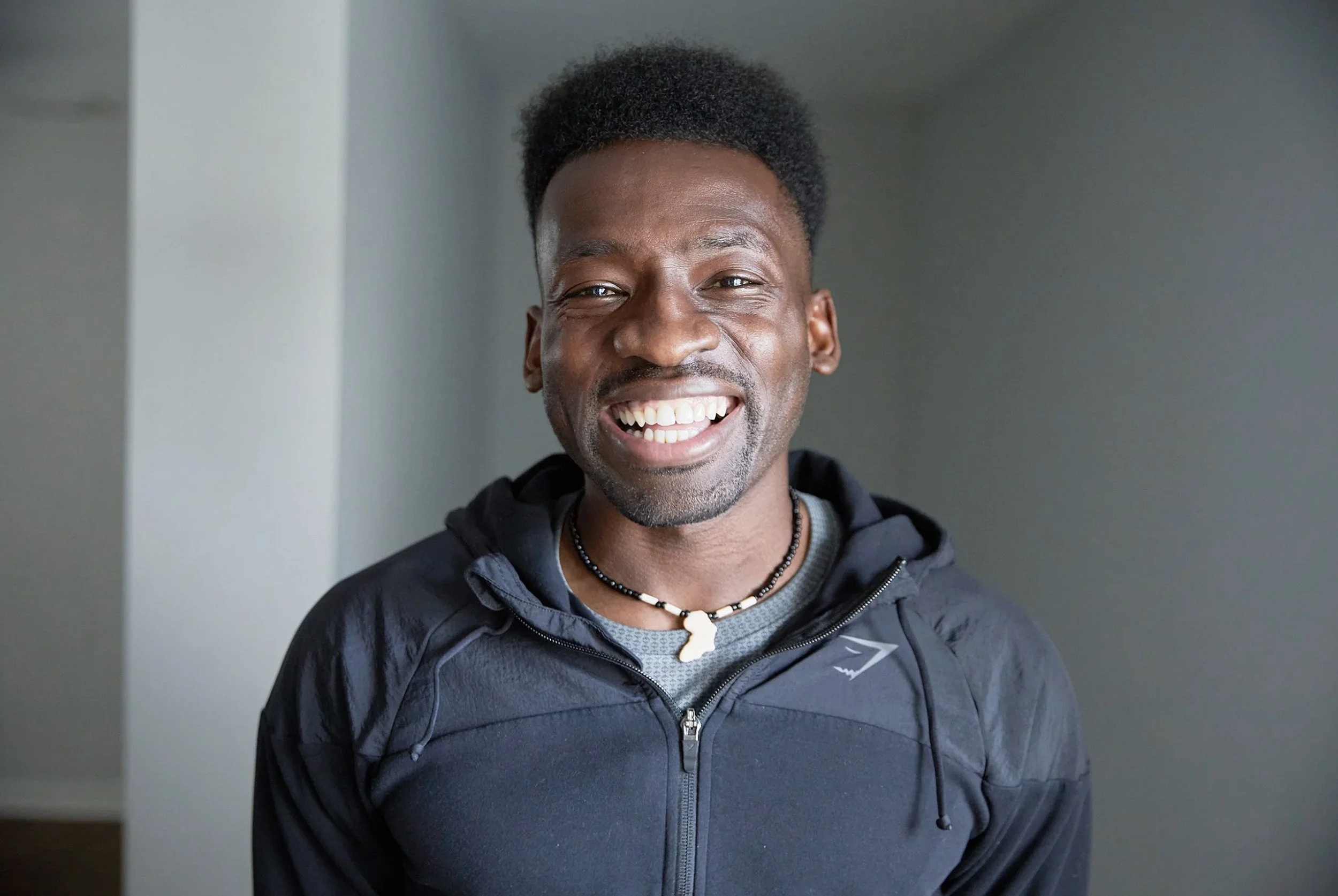 Portrait of athlete Hellah Sidibe during a Gymshark brand campaign.