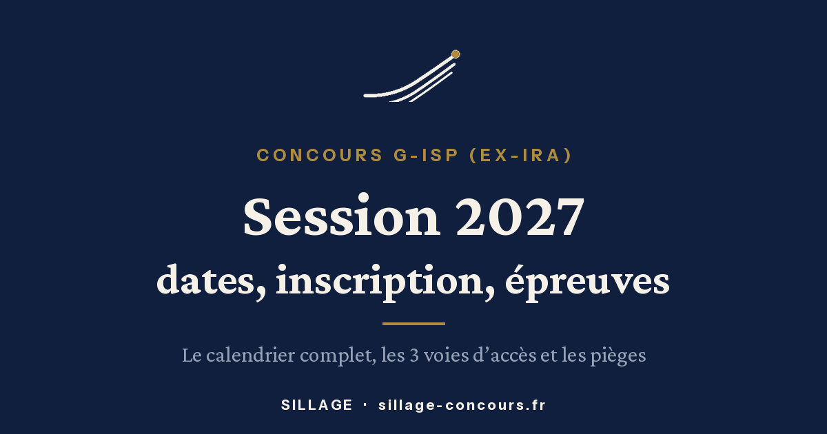 Concours IRA (G-ISP) 2027 : dates, inscription, épreuves et voies d'accès