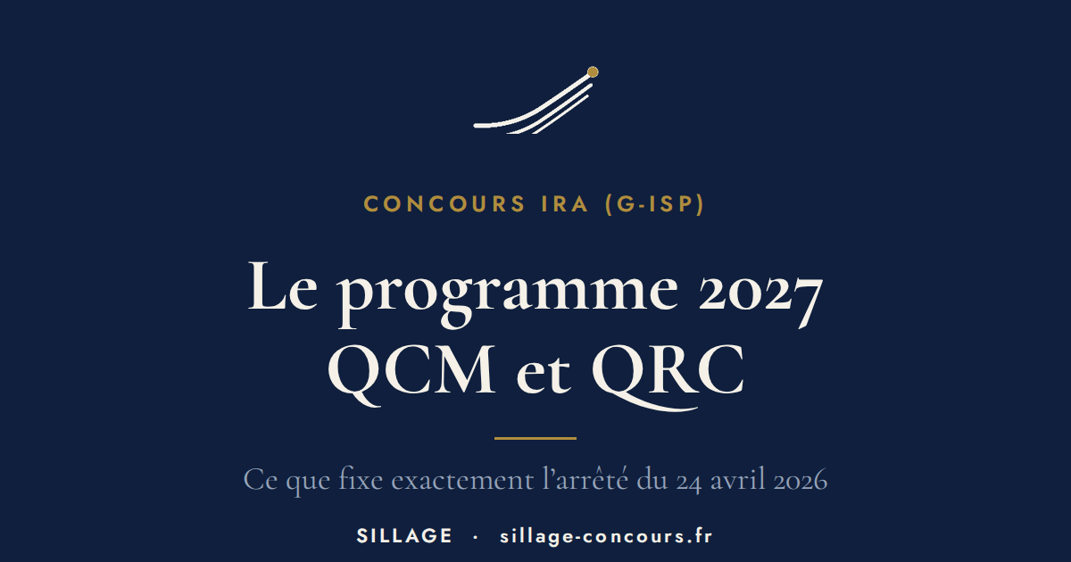 Le programme du concours des IRA (G-ISP) 2027 : ce que dit exactement l'arrêté du 24 avril 2026
