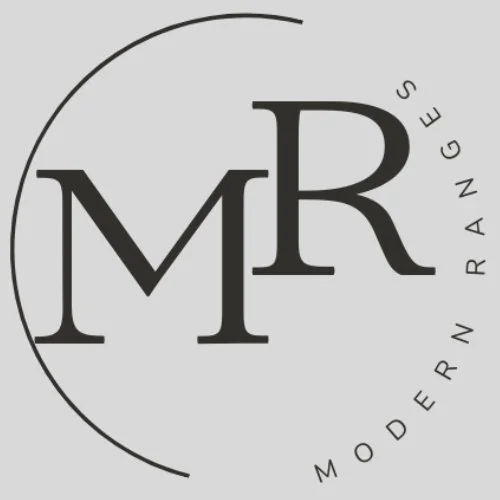 Logo featuring the letters 'MR' with the brand name 'Modern Banges' written in a circular pattern around the right side.