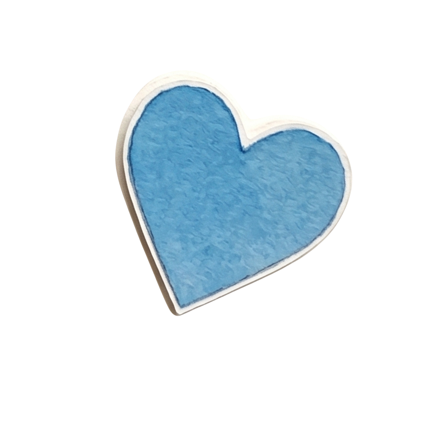 A blue heart-shaped sticker with a white outline.