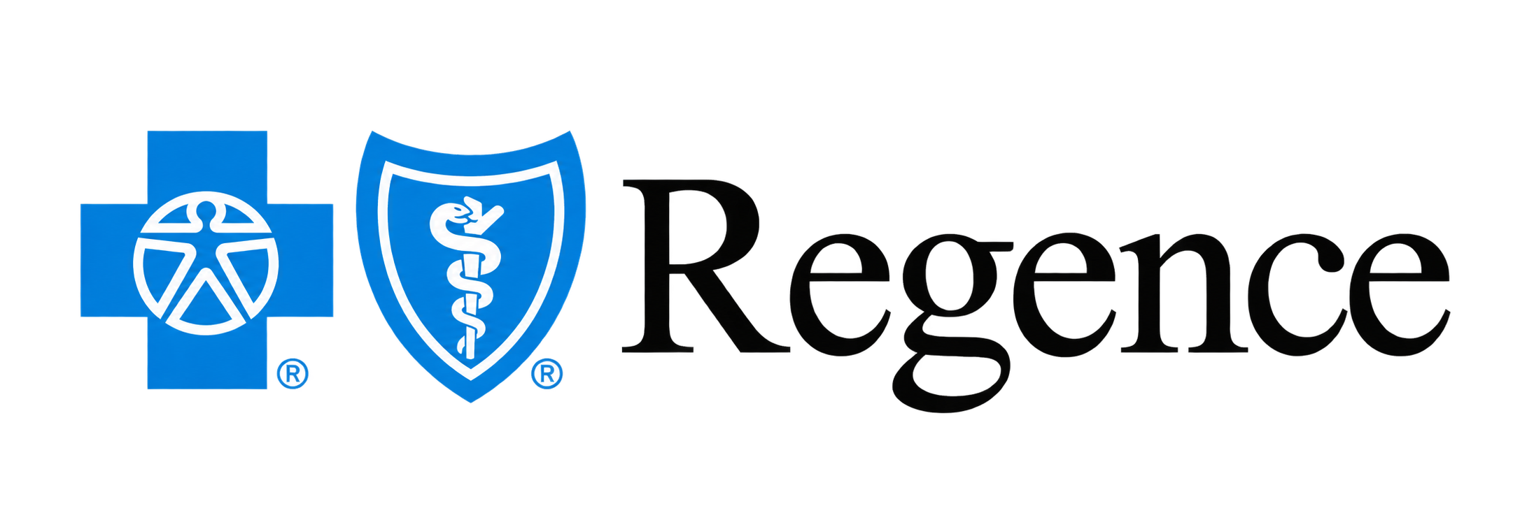 Logo for Regence BlueShield featuring the brand name in dark blue text alongside a stylized blue and white abstract circular emblem.