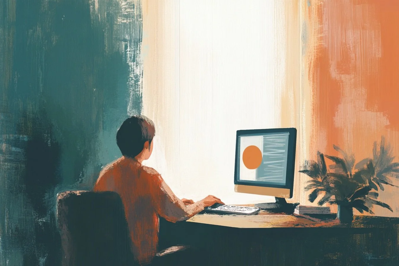 Person sitting at computer taking ADHD test