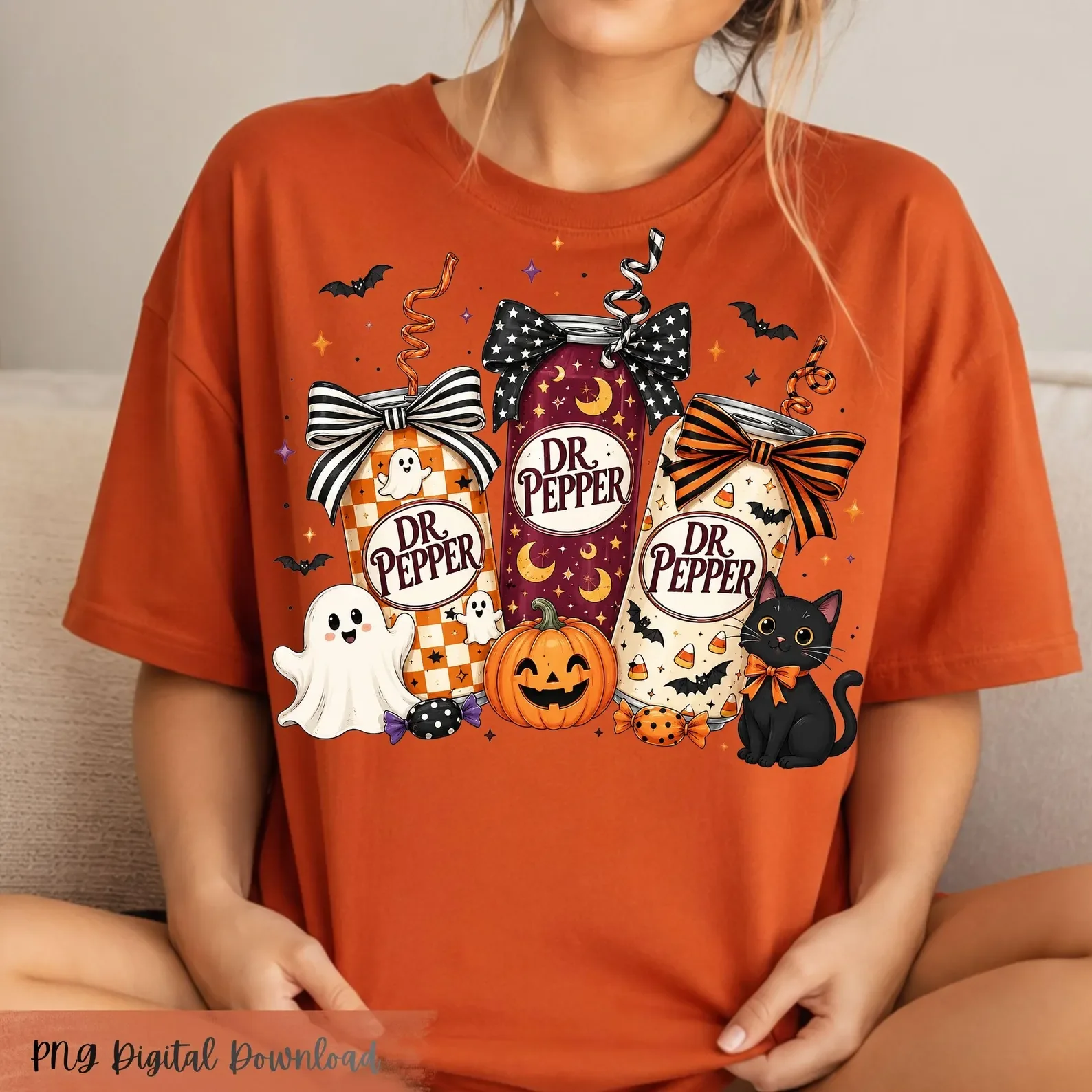 DP Spooky Season Halloween Cat Ghost TEE