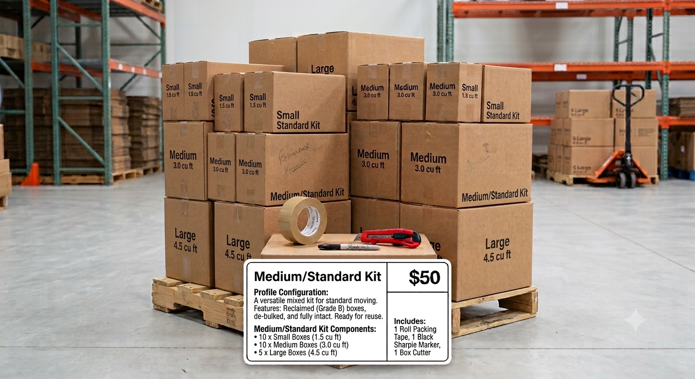 Residential Moving Bundle — Grade B for everyday use (includes packing supplies)