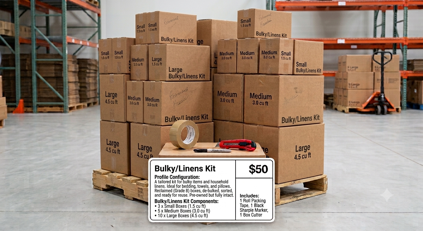 Residential Moving Bundle — Grade B for everyday use (includes packing supplies)