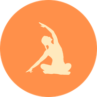 Silhouette of a person in a yoga pose on an orange circular background