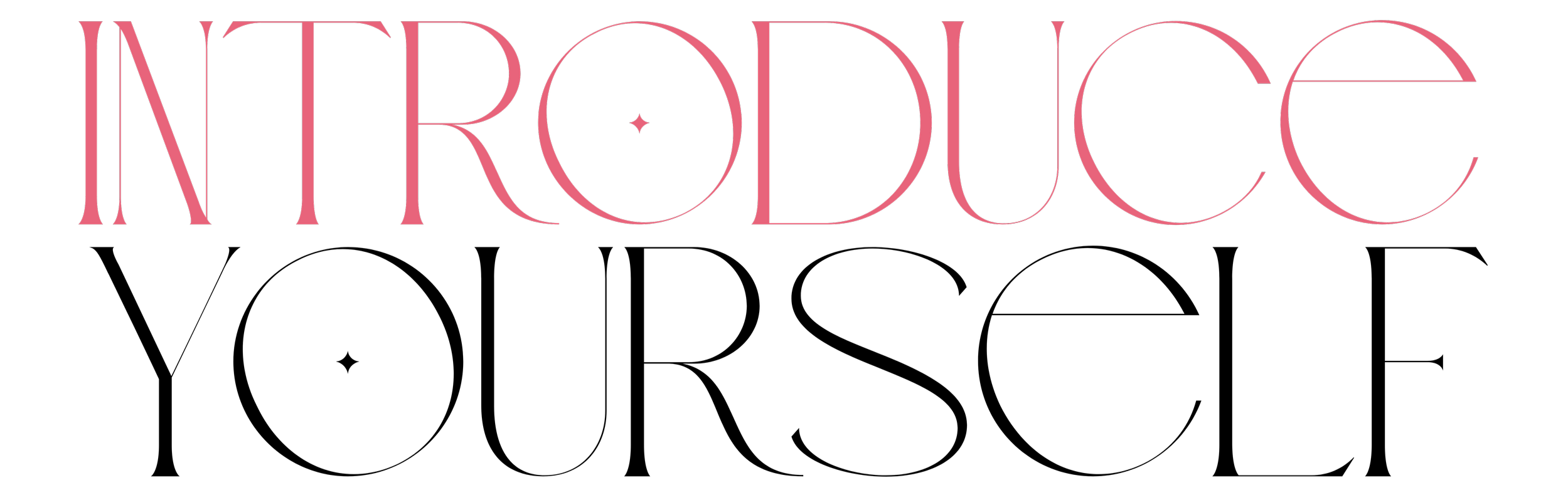 Pink and black graphic design with the word 'INTRODUCE' in decorative font.