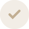 Beige circle with a brown checkmark icon